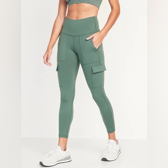 NWT! Green High-Waisted PowerPress Cargo 7/8-Length Leggings - Small 🏋️ - Picture 1 of 3